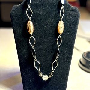 Lia Sophia glass bead and silver tone metal necklace